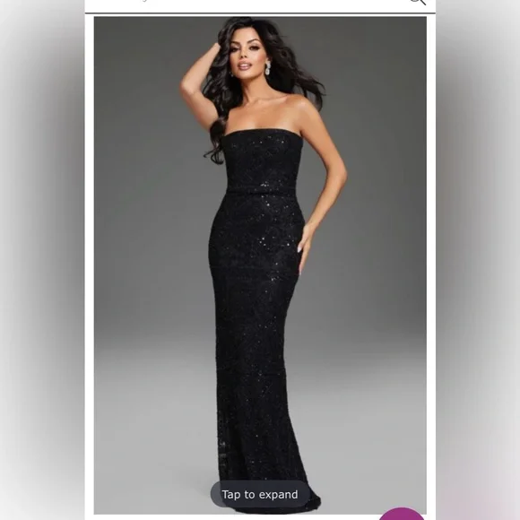 JOVANI 42137 beaded black formal dress strapless gown GORGEOUS NEW NWT - Picture 2 of 12